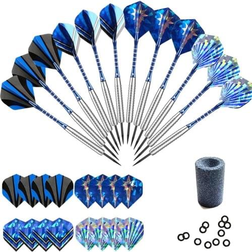 12PCS 22g Steel Tip Darts with 16pcs laser wings, 1pcs grindstone, 12pcs O-rings