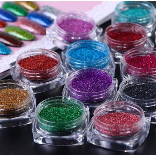 12 Pcs/ Set Fine Glitter Assorted Color Arts and Craft Glitter, Eyeshadow Makeup Nail Art Pigment Glitter, Glitter for Slime