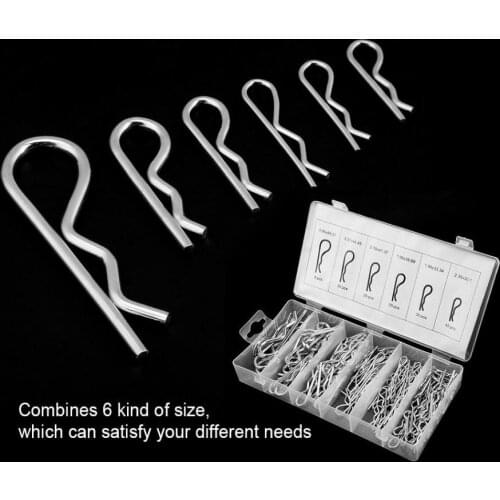 150pcs R Cotter Pin Tractor Pin Clip Assortment Wave-Type Cotter Pin 6 Different Sizes with Plastic Box