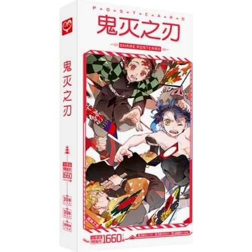 1660pcs/Box Demon Slayer Kimetsu no Yaiba Postcards Anime Post Card Message Card Gift Card