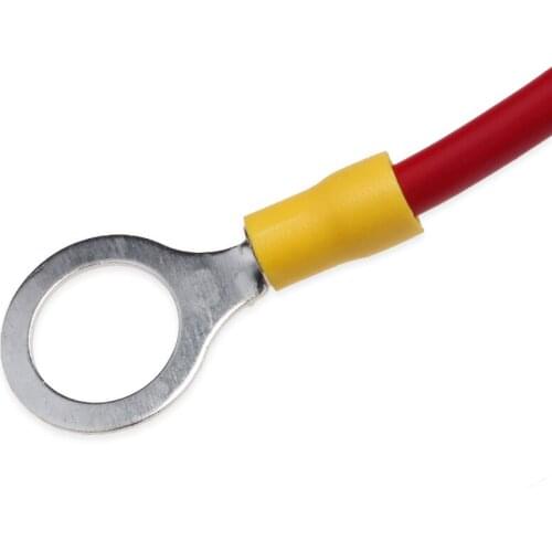 25PCS Insulated RV5-13 Connector Crimp Terminals Yellow PVC Sleeve Copper Insulated Ring Tongue Terminals Connectors