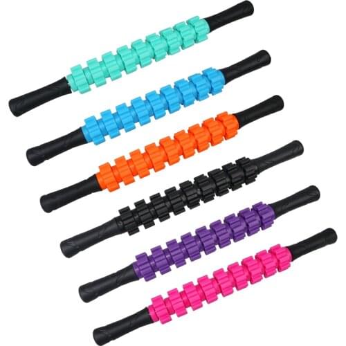 9-Wheel Full Body Muscle Massager Roller Stick Acupressure Trigger Point Recovery Tool Deep Relax Gear Massage Stick
