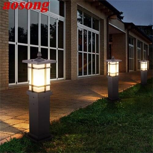 AOSONG Outdoor Lawn Lamp Solar LED Waterproof Modern Patio Garden Light For Home Porch Garden Villa