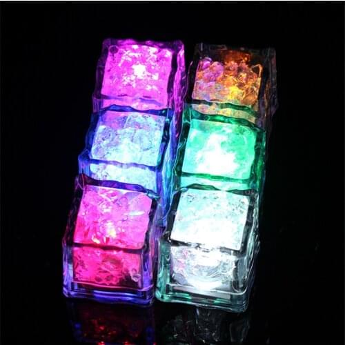 Free shipping Aoto colors Mini Romantic Luminous Cube LED Artificial Ice Cube Flash LED Light Wedding Christmas Decoration Party