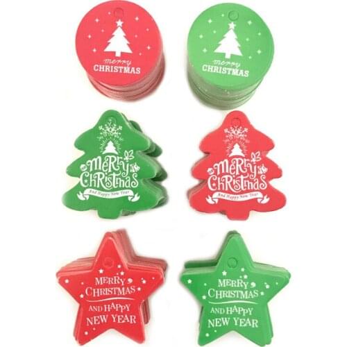100pcs Christmas Decoration Tags Paper Gift Label Tag DIY Crafts Hang Tag Gift Baking Wrapping Decorative Card Christmas Favors