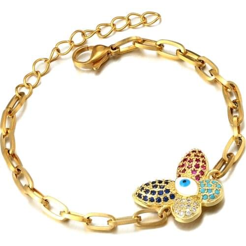 New Fashion Luxury Butterfly Bracelets High Quality Copper Cubic Zirconia Adjustable Chain Bracelet Women Party Wedding Jewelry