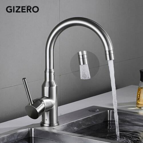 GIZERO 2 Models Rotatable Adjustable Water Outlet Kitchen Faucets Water Saving Nozzle Aerator Tap Hot Cold