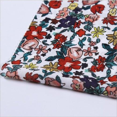 HLQON Polyester chiffon soft flower fabric for women skirt summer dress table cloths tissue felt patchwork sewing DIY by 150cm