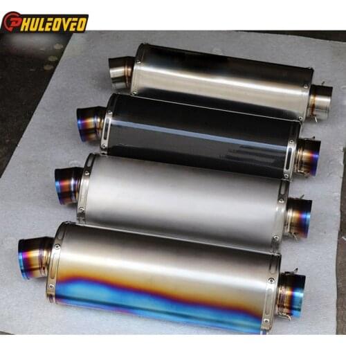 Customized ID:51mm/54mm/57mm/61mm/63mm/65mm/70mm L:460mm Carbon Oval Motorcycle Exhaust Muffler Escape with Sticker DB Killer