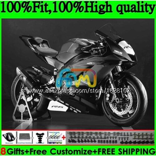 Injection OEM For YAMAHA YZF600 YZF R6 YZFR6 17 Glossy black 18 19 118BS.48 YZF 600 R 6 YZF-600 YZF-R6 2017 2018 2019 Fairings