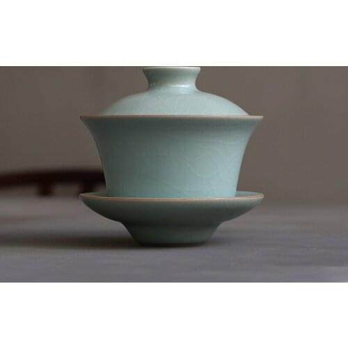 Ru Kiln Celadon Ceramic Cover Bowl Teacup Sancai Gaiwan TeaCup Tea Bowl Kung Fu Red Tea Puer Tes Set Tea Cups for Home Drinkware