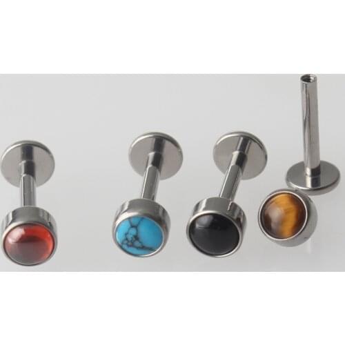 Mix 4 different Gems G23 Titanium Internally Threaded Ear Cartilage Tragus Helix Stud Labret Lip Piercing Ring Body Jewelry