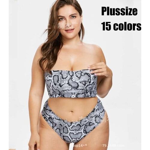 New Women Bikini Sets Sexy Solid Black Plussize Swimwear Swimsuit Famale Plus Big Larges Size Swimming Bathing Beachwear Suits
