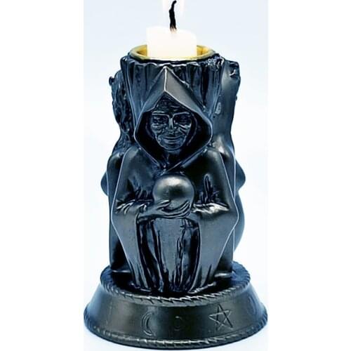 Creative Candle Mold DIY God Candlestick Tray Holder Concrete Resin Plaster Silicone Mould Halloween Cake Baking Decoration Tool