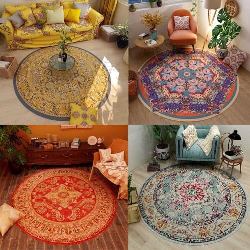 Ins Retro National Style American Round Carpet Floor Mat Moroccan Style Hanging Basket Computer Chair Bedroom Bedside Blanket
