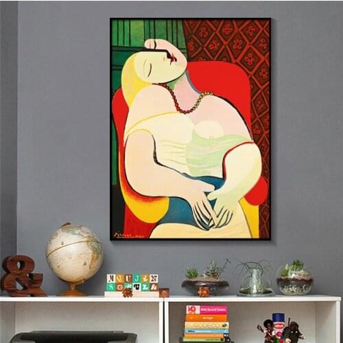 Dreaming Woman by Picasso Abstract Canvas Paintings Reproductions Impressionist Wall Art Posters and Print for Living Room Decor
