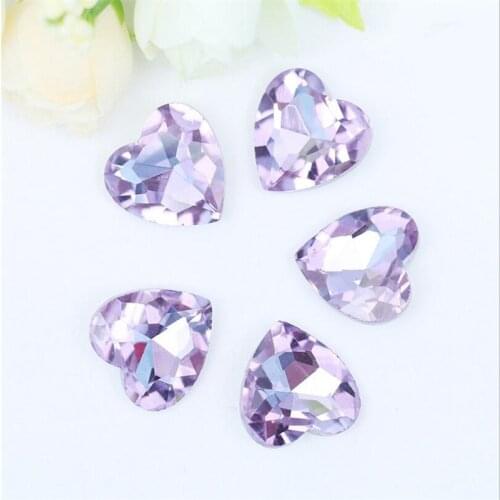 MHS.SUN AAA Glass Crystal Lt Amethyst Color heart shape pointback rhinestones loose rhinestone diy Clothing Craft Art decoration