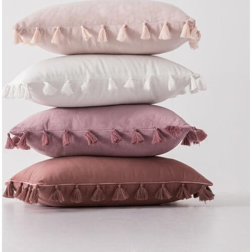 Luxury Embroidered Cushion Covers Velvet Tassels Pillow Case Home Decorative European Sofa Car Throw Pillows Blue Brown