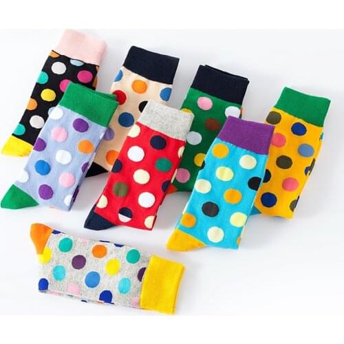 Unisex Socks Colorful Polka Dot Socks For Women Men Cute Fun Crazy Novelty Ladybug Pattern Funky Cotton Dress Casual Crew Sock