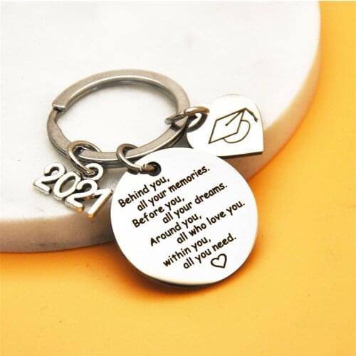 2021 New Graduation Stainless Steel Keychain Simple Key Chain Graduation Season Gift For Friends And Classmates Anime