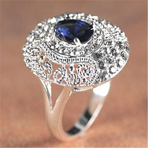 New Silver Color Ring Classic Exquisite Temperament Female Models Inlaid Zircon Hand Jewelry Birthday Gift
