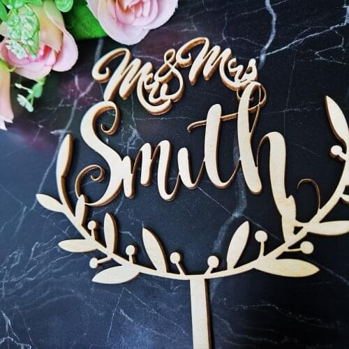 Personalized Cake Topper Flower Mr And Mrs Wedding Anniversary Birthday Party Golden Acrylic Custom Cake Dessert Decoration