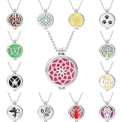 Aromatherapy Pendant Necklace Perfume Aroma Diffuse Jewelry Essential Oil Diffuser Open Locket with 1pcs Pad Women Men Necklace