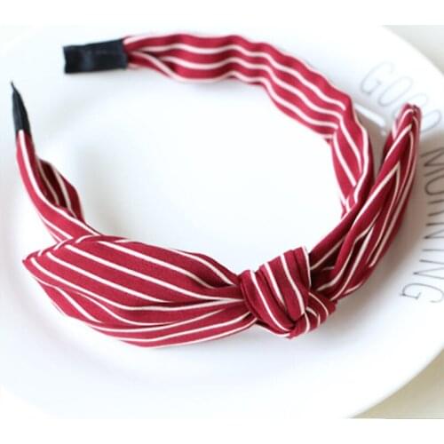 MISANANRYNE Rabbit Ears Cloth Striped Print Wide Side Bow Headband Hair Hoop Fashion Ladies Dot Hair Band Hair Accessories