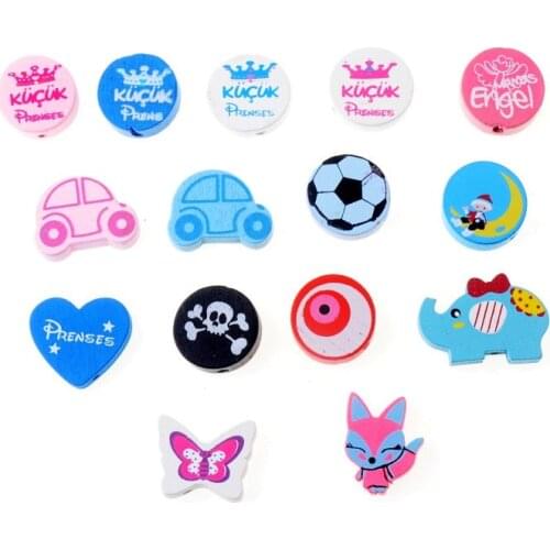 Lovely Variety Style Wooden Beads Spacer Beading Wood Beads Jewellery Findings Toys For Baby DIY Crafts Kids Toys Pacifier Clip