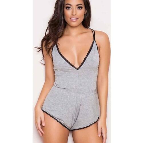 Merry See Gray Lace Embroidered United Shorts Sleepwear