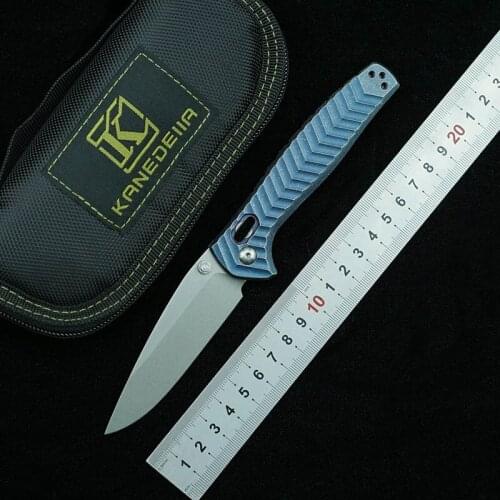 Kanedeiia 781 M390 Steel Titanium handle Foldable knife outdoor camping pocket Survival Hunting Kitchen Knives utility EDC Tools