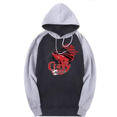 Crazy Car Full Sleeve Raglan Hooded Sweatshirts Men Printing Fleece Tracksuits Brand Hoodies Male Breathable Moleton Masculino