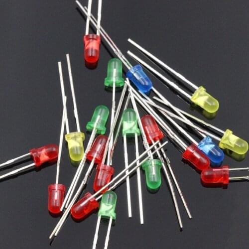 1000pcs/lot 0.06W LED Light Emitting Diode F3/3mm Round Head Edge Short Leg Colored Lens LED Light Emitting Diode