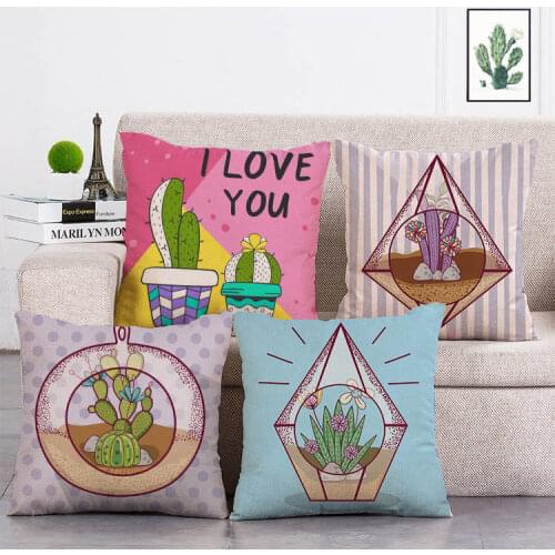 Tropical Plant Print Cushion Cover Cactus Pillow Cover Home Decorative Pillows Cover Pillowcases housse de coussin T91