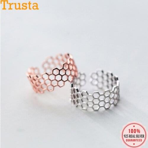 Trusta 100% 925 Solid Real Sterling Silver Fashion 8mm Width Polygon Rings Size 5 6 7 Wonderful Gift For Girls Kids Ladys DS916