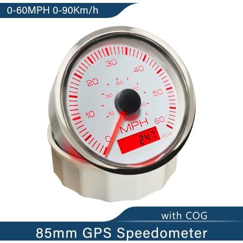 Waterproof GPS Speedometer 85mm Car Boat Motorcycle Drive Direction 0-60MPH 100km/h 9-32V Red/Yellow Backlight with GPS Antenna