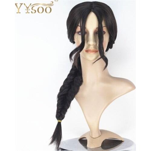 YYsoo The Womens Cosplay Wig Long Black Braid Synthetic Wig with Baby Hair for Women Halloween Party Show Wig Machine Made Wig