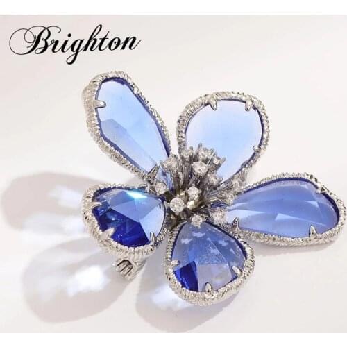 Colorful Zircon Flower Brooches For Women Luxury Crystal New Copper Female Brooch Pins Fashion Party Jewelry 2021 trendy