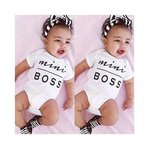 2016 Newborn Kids Clothes Baby Infant Boy Girl Cotton Bodysuit Mini BOSS Toddler Kids Playsuit Outfit 0-18M