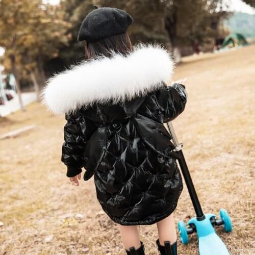2021 Winter Shiny Down Jacket ForGirls Boys Hooded Warm Long Children Girls Outerwear 3-12 Years Kids Teenage Coat Baby Parkas