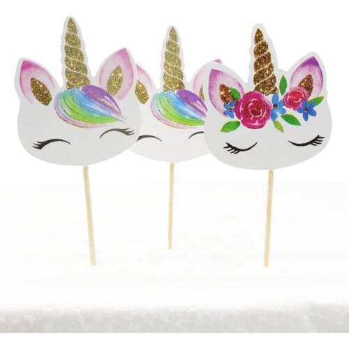 24Pcs/set New Unicorn Party DIY Cake Insert Bachelorette Party Unicorn Happy Birthday Baby Shower Unicorno Party Decoration