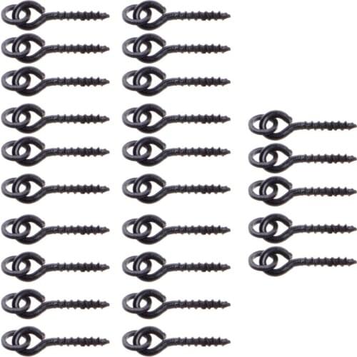 25pcs13mm Carp Fishing Chod Boilie Screw with Ring Pop Up Peg Pellet Holder Bait Stop Matte Black Terminal Tackle