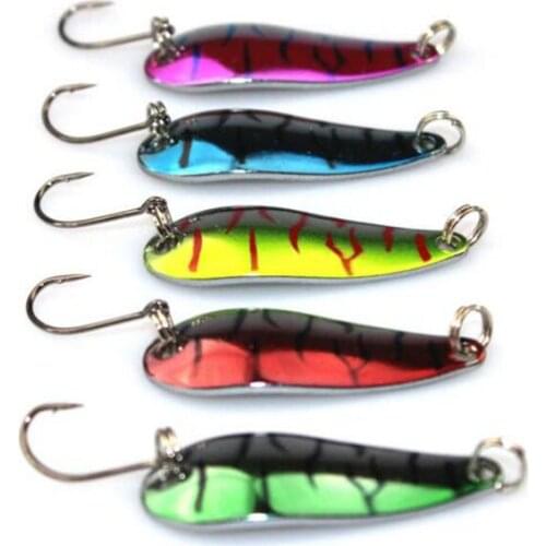 5pcs 4.2cm 5.6g Sequin Spoon Lures Noise Paillette Treble Hook Metal Fishing Lure Hard Bait