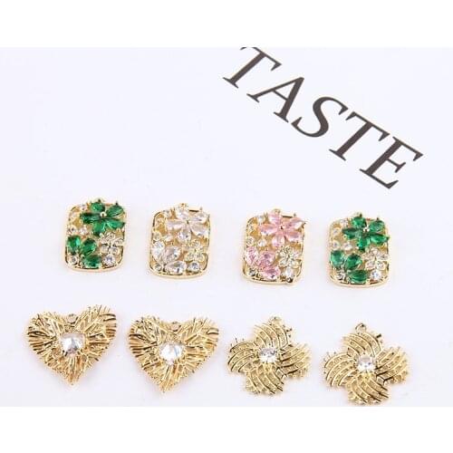 6pcs Real Gold High-grade Zircon Hollow Flower Earings for Women Diy Jewelry Accessories New Design Hot-sales Copper-plated 18k
