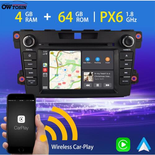 PX6 4G+64G GPS Navi Car DVD Multimedia Player For Mazda CX7 2007-2015 Wireless Carplay Radio TDA7850 5*USB HDMI Android auto