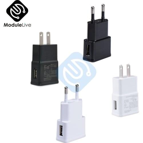 White Black 5V 2A EU US Plug 1 Port USB Wall Charger Fast Power Adapter Travel
