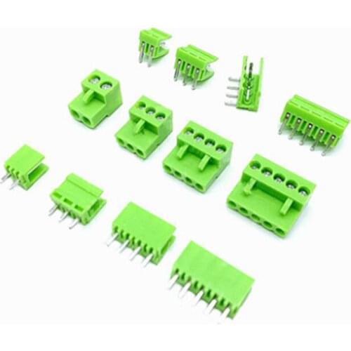 Free shipping 100PCS HT5.08 green terminals 2P 3P 4P 5P 6P 7P 8P 5.08MM corner