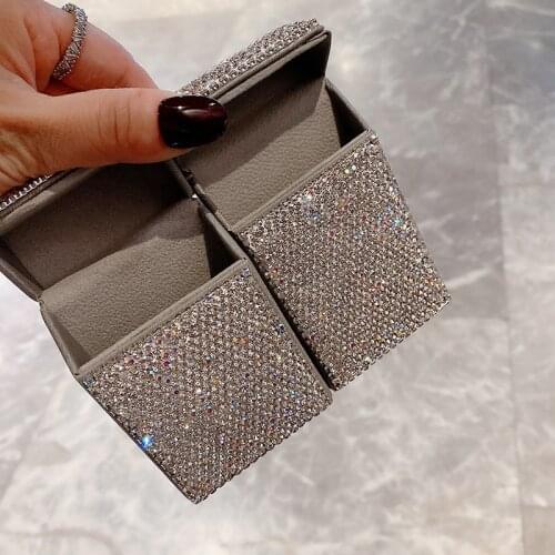 Sparkling Cigarette Case with Diamond Hold 20 Sticks Portable Flip Smoking Case Cards Storage Box Thick Thin Type Men Women Gift