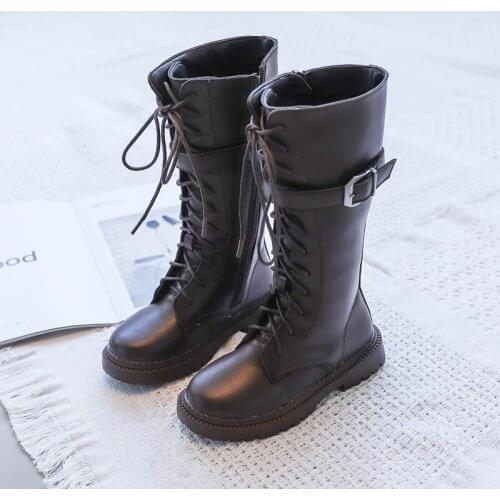 Girls Spring and Autumn Casual Children PU Leather Waterproof Fashion Childrens Boots Toddler Baby Rain Boots 26- 36