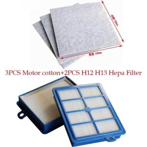 2PCS Hepa Filter H12 H13+3 PCS Motor cotton filter for Philips Electrolux Vacuum Cleaner replacement parts